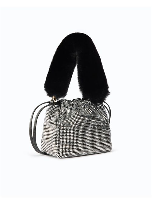 Borsa secchiello a spalla full strass con tracolla effetto pelliccia PINKO | 107635A3M9/Z99Y